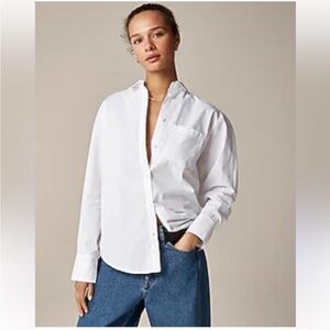 J Crew Top 2 Garçon Cotton Poplin Shirt White